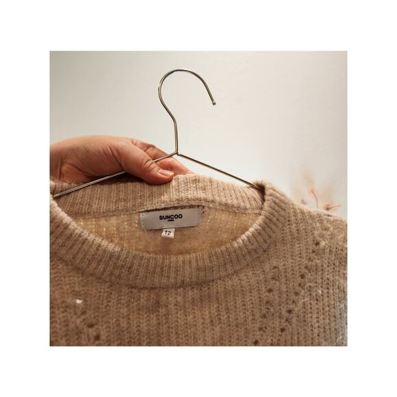 Suncoo Paris Wool Blend Sweater T2 Beige‎ Knit Pullover Cozy Soft French Style - Picture 3 of 5